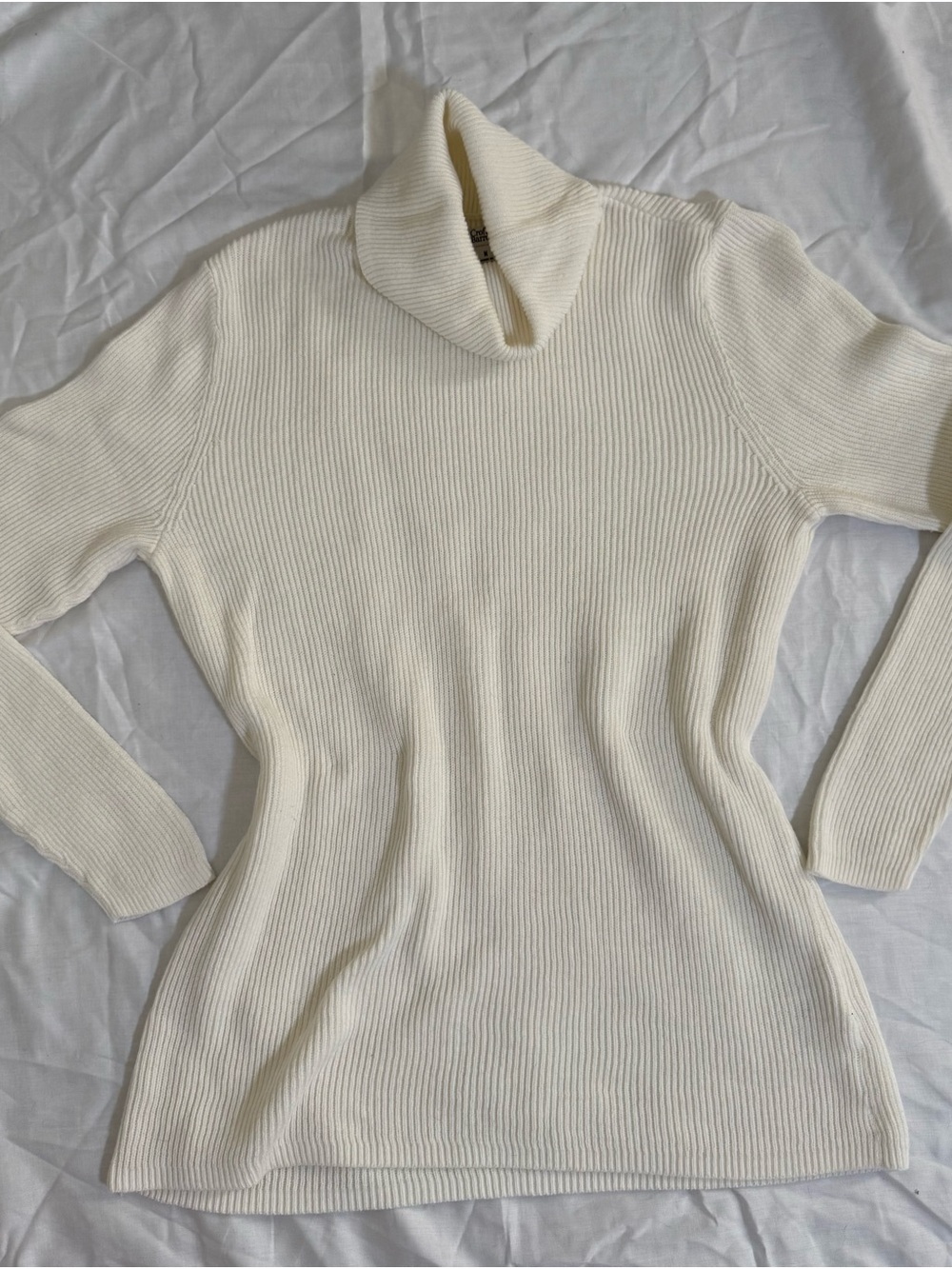 croft & barrow Cream Ribbed Turtleneck Sweater